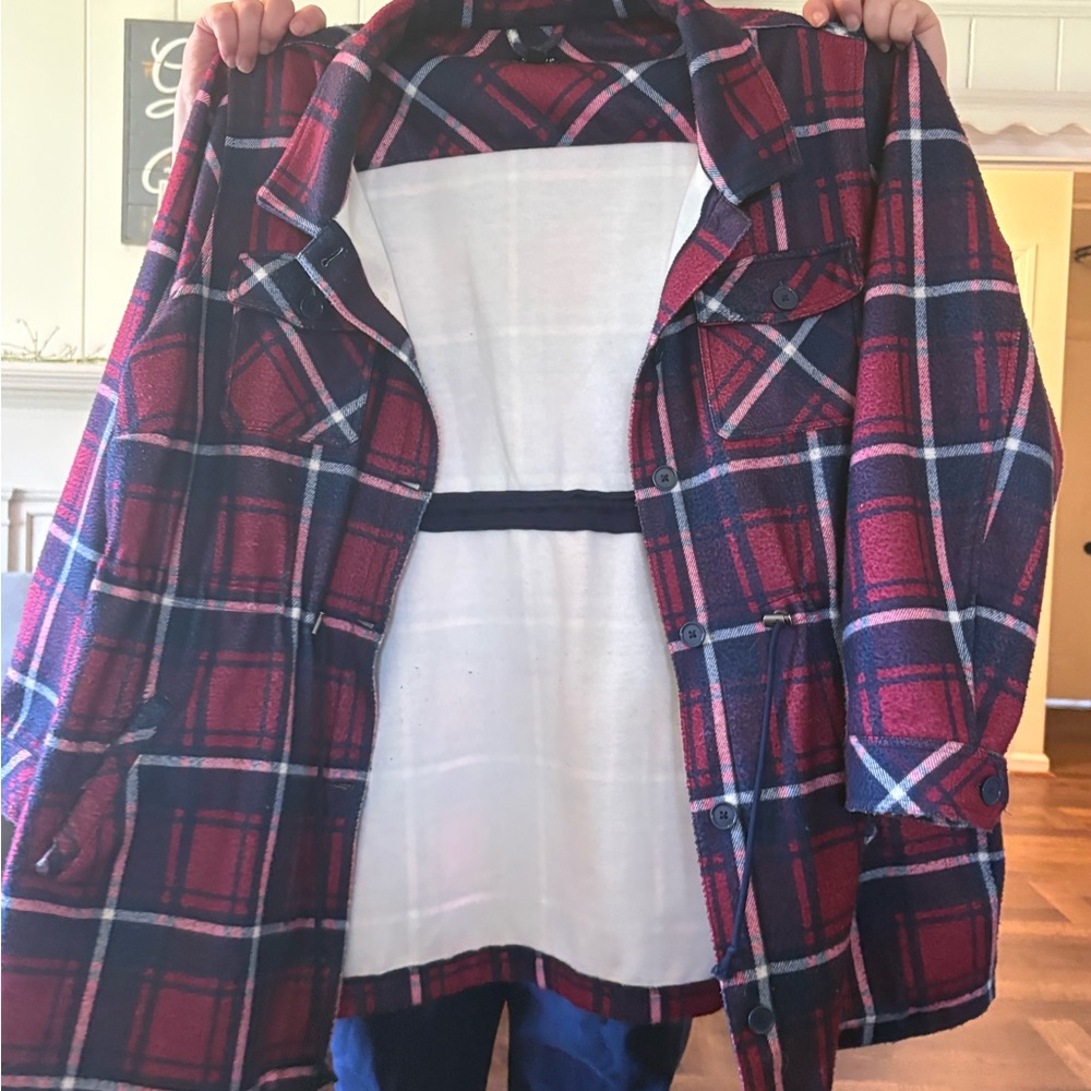 torrid Red and Navy Plaid Pea Coat